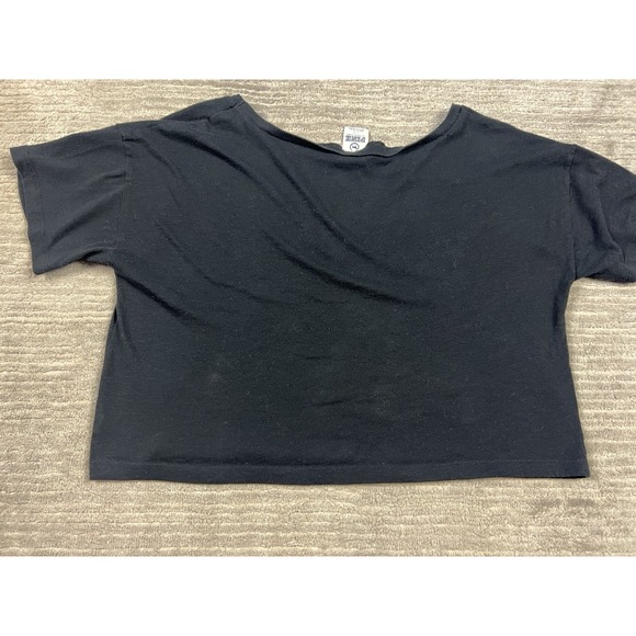PINK Victorias Secret Cropped  Top Womens Small Black Tank Ribbed Cotton Blend - Picture 8 of 11